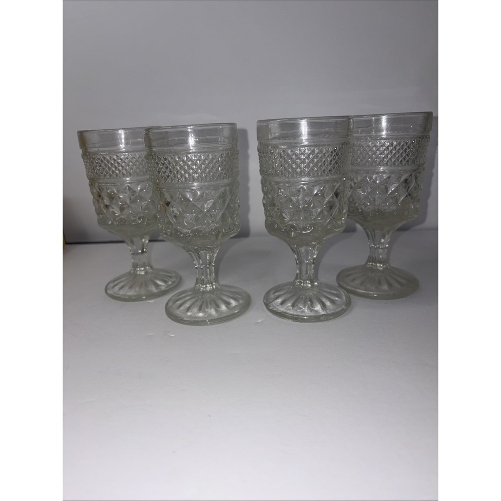 Set of 4 Vintage 60's Anchor Hocking Wexford Footed Goblets 6.5"